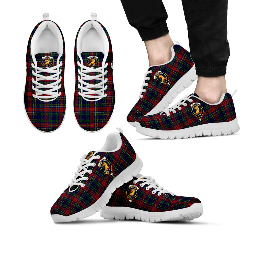 Allison Red Tartan Sneakers with Family Crest Kid's Sneakers - Tartan Vibes Clothing