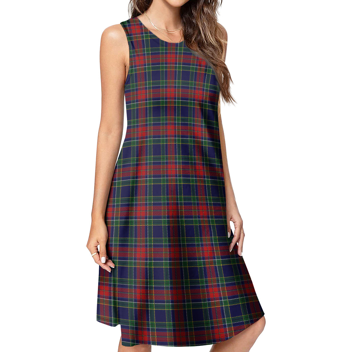 Allison Red Tartan Womens Casual Dresses - Tartanvibesclothing