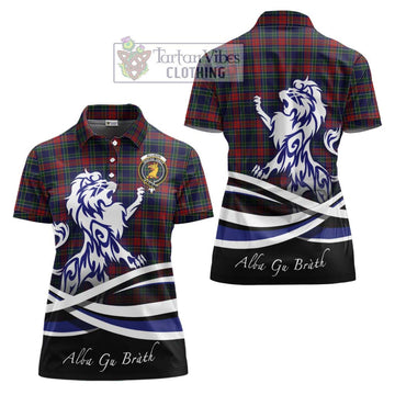 Allison Red Tartan Women's Polo Shirt with Alba Gu Brath Regal Lion Emblem