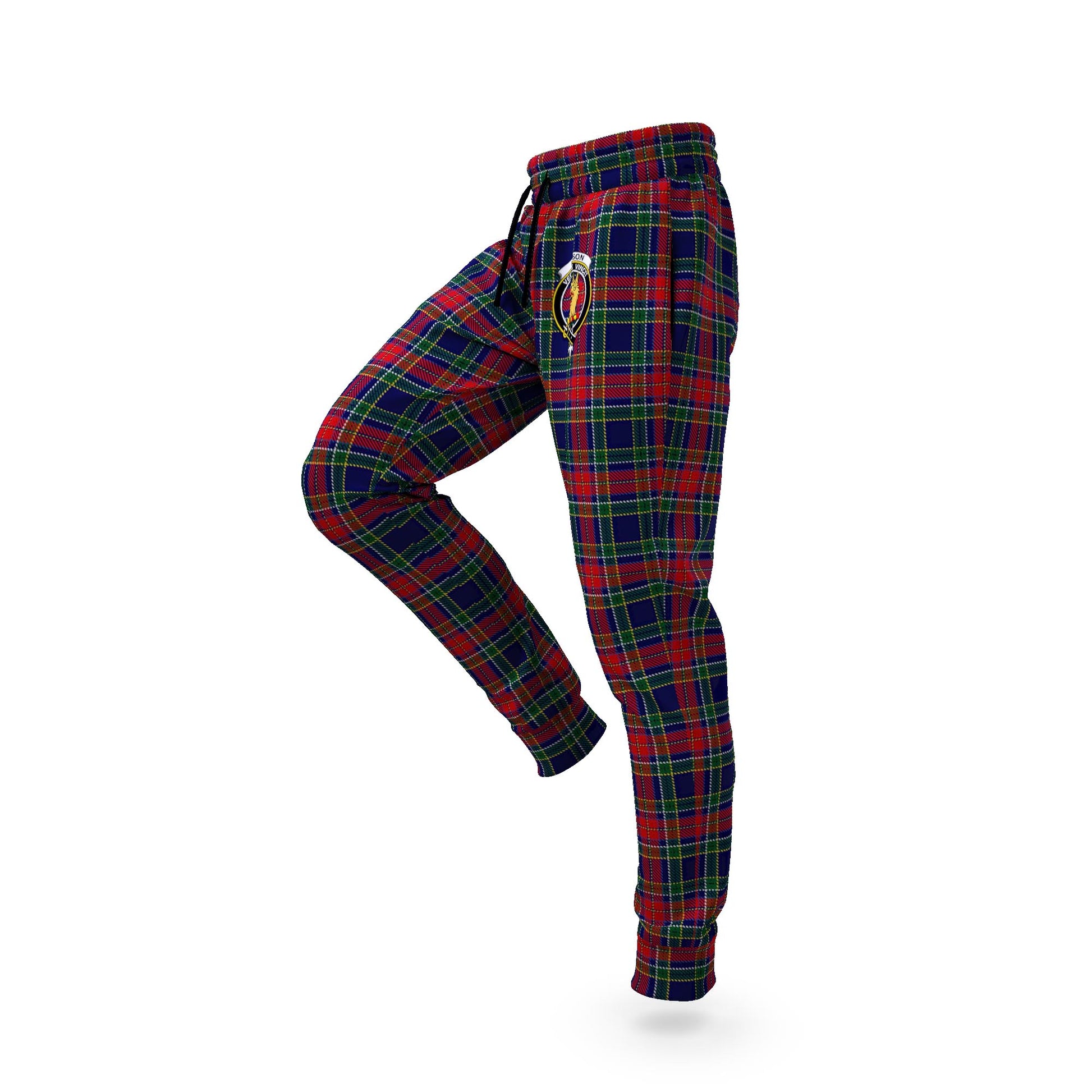 Allison Red Tartan Joggers Pants with Family Crest S - Tartan Vibes Clothing