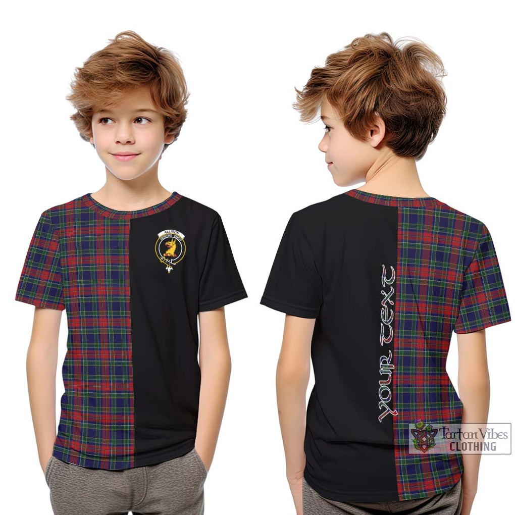 Allison Red Tartan Kid T-Shirt with Family Crest and Half Of Me Style Youth XL Size14 - Tartanvibesclothing Shop