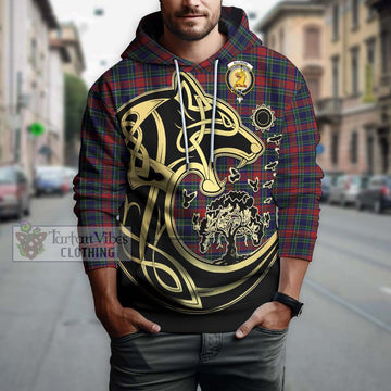 Allison Red Tartan Hoodie with Family Crest Celtic Wolf Style