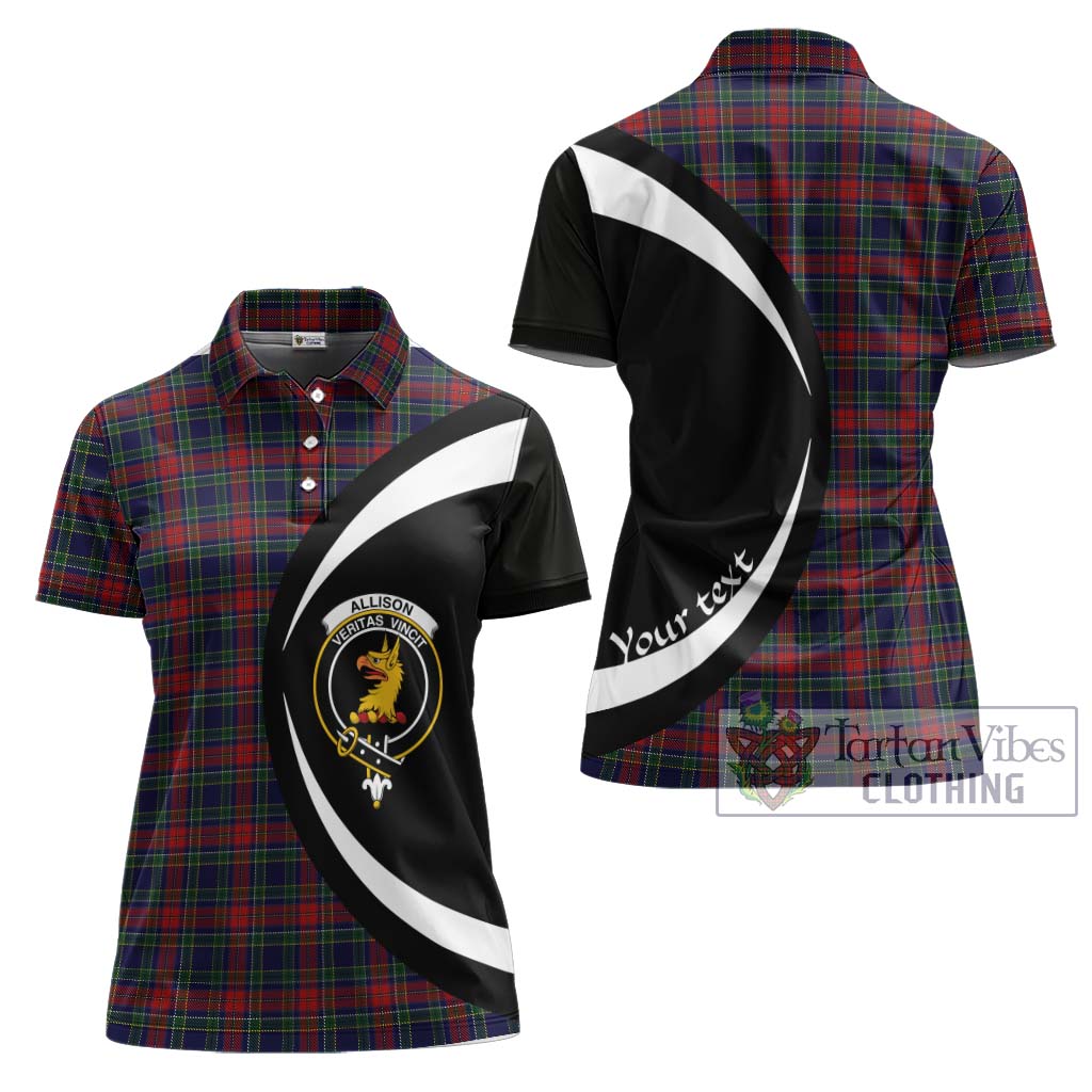 Allison Red Tartan Women's Polo Shirt with Family Crest Circle Style Women - Tartan Vibes Clothing