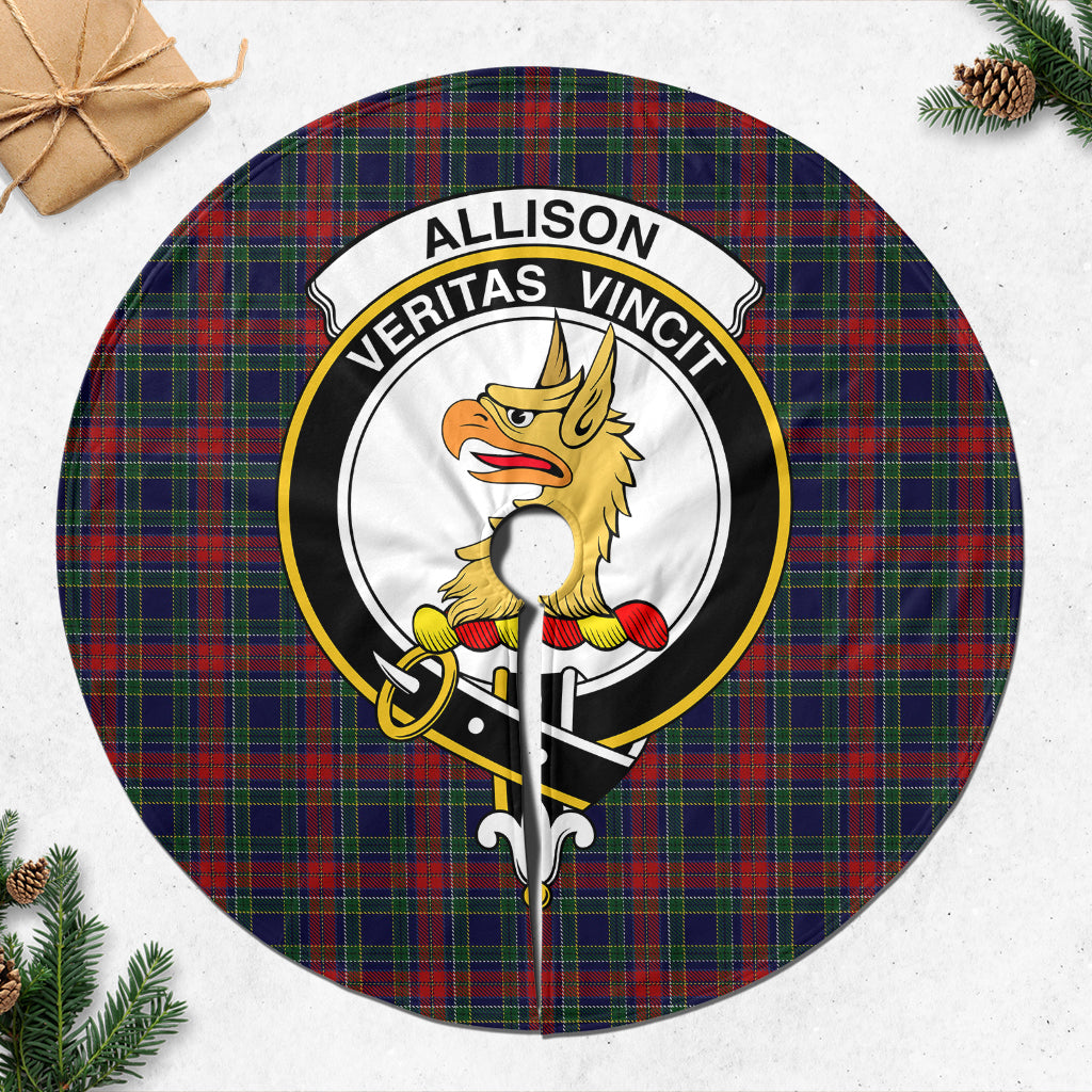 Allison Red Tartan Christmas Tree Skirt with Family Crest - Tartanvibesclothing