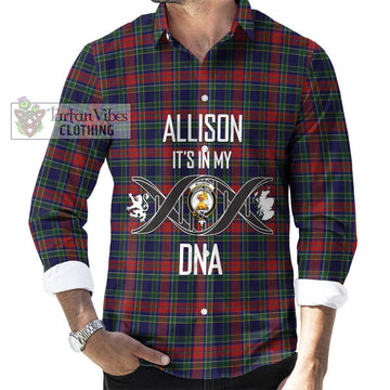 Allison Red Tartan Long Sleeve Button Shirt with Family Crest DNA In Me Style