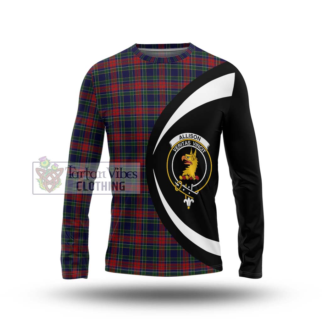 Allison Red Tartan Long Sleeve T-Shirt with Family Crest Circle Style Unisex - Tartan Vibes Clothing