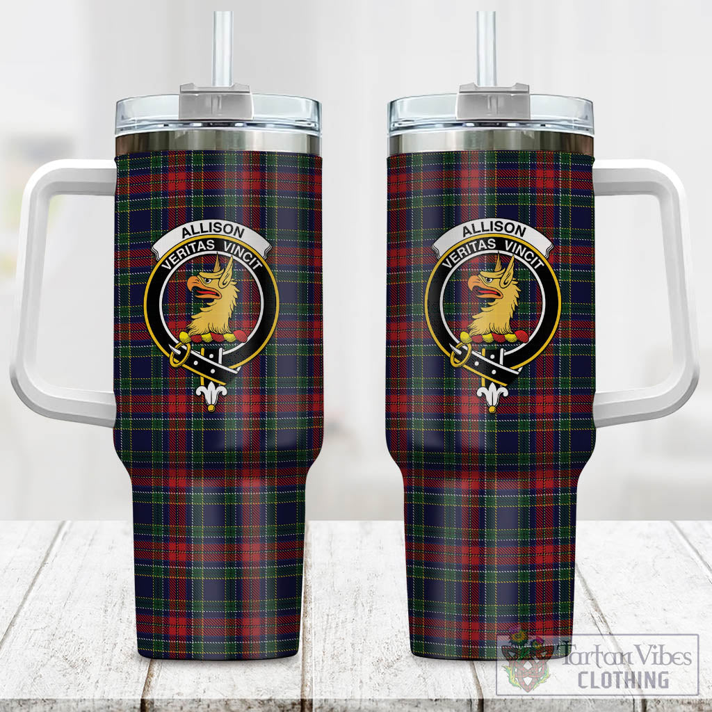 Tartan Vibes Clothing Allison Red Tartan and Family Crest Tumbler with Handle