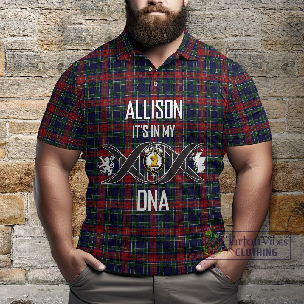 Allison Red Tartan Polo Shirt with Family Crest DNA In Me Style Kid - Tartanvibesclothing Shop