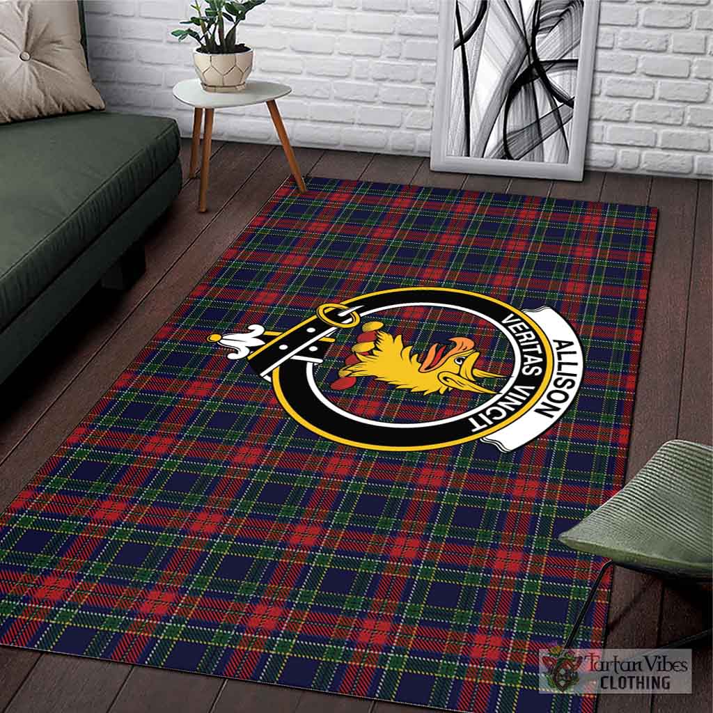 Tartan Vibes Clothing Allison Red Tartan Area Rug with Family Crest