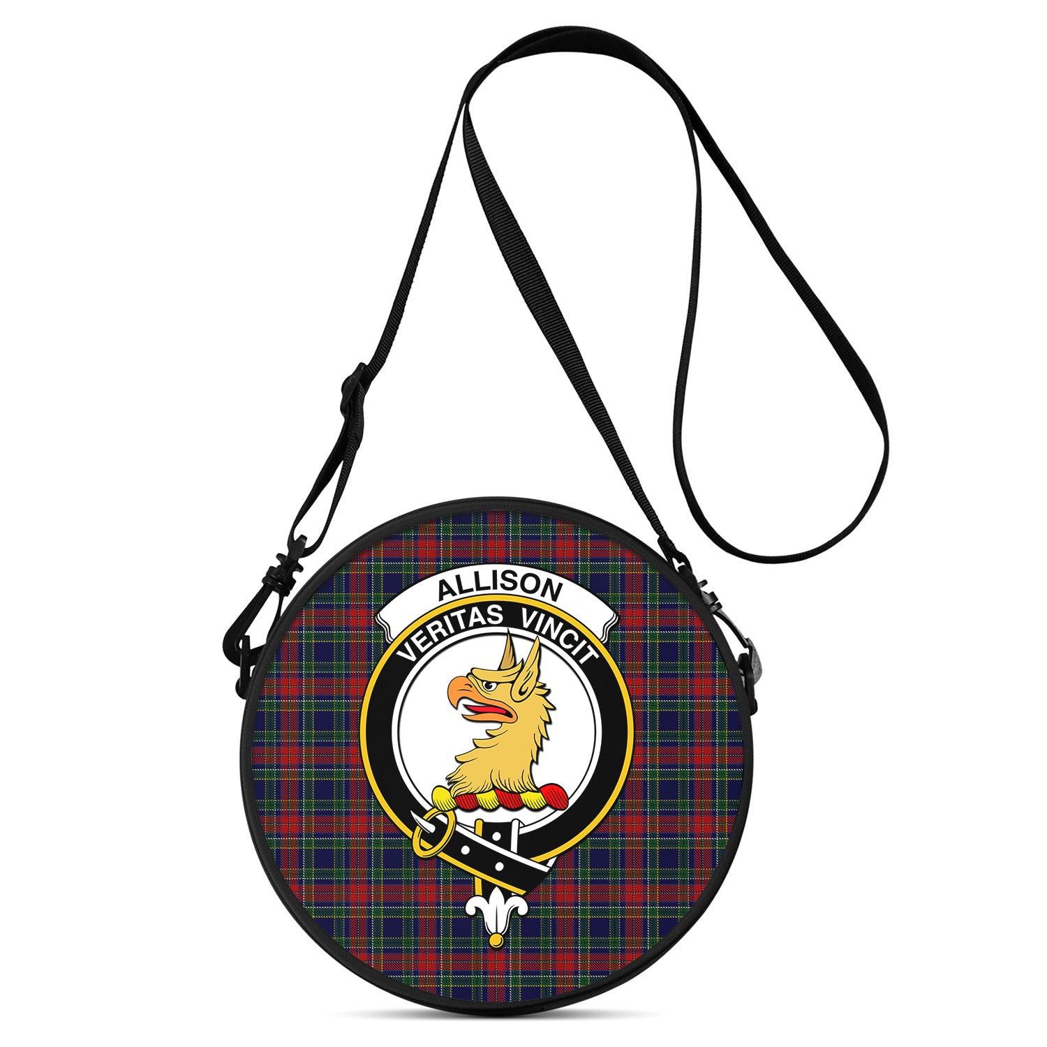 Allison Red Tartan Round Satchel Bags with Family Crest One Size 9*9*2.7 inch - Tartanvibesclothing