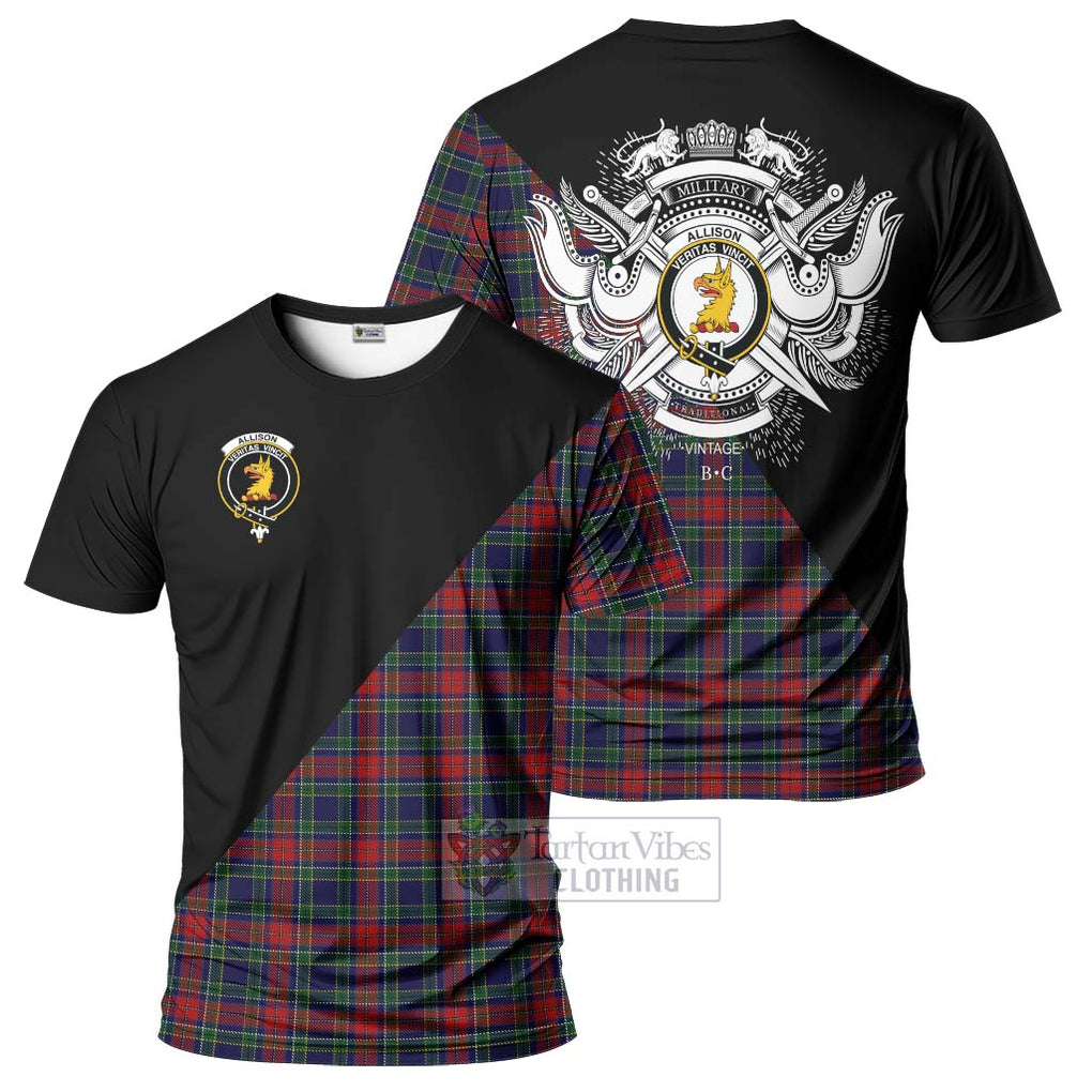 Allison Red Tartan T-Shirt with Family Crest and Military Logo Style Kid's Shirt - Tartanvibesclothing Shop