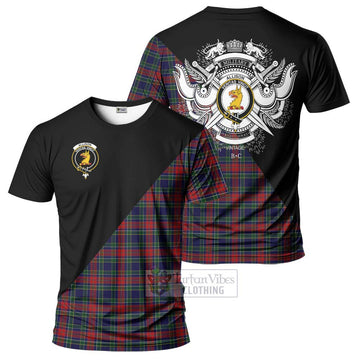 Allison Red Tartan T-Shirt with Family Crest and Military Logo Style