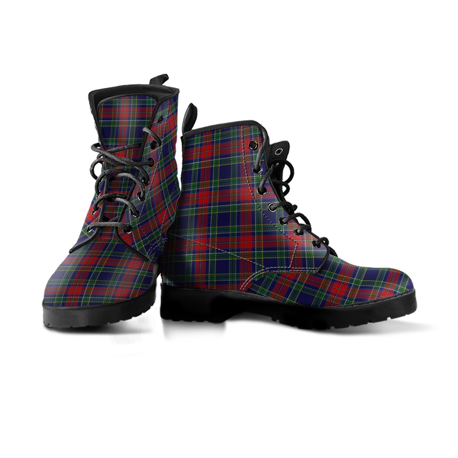 Allison Red Tartan Leather Boots - Tartanvibesclothing