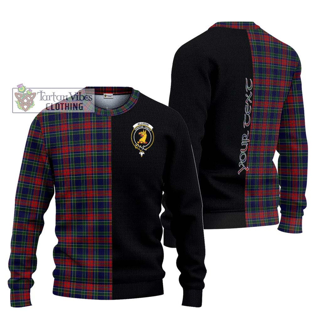 Allison Red Tartan Knitted Sweater with Family Crest and Half Of Me Style Unisex - Tartanvibesclothing Shop