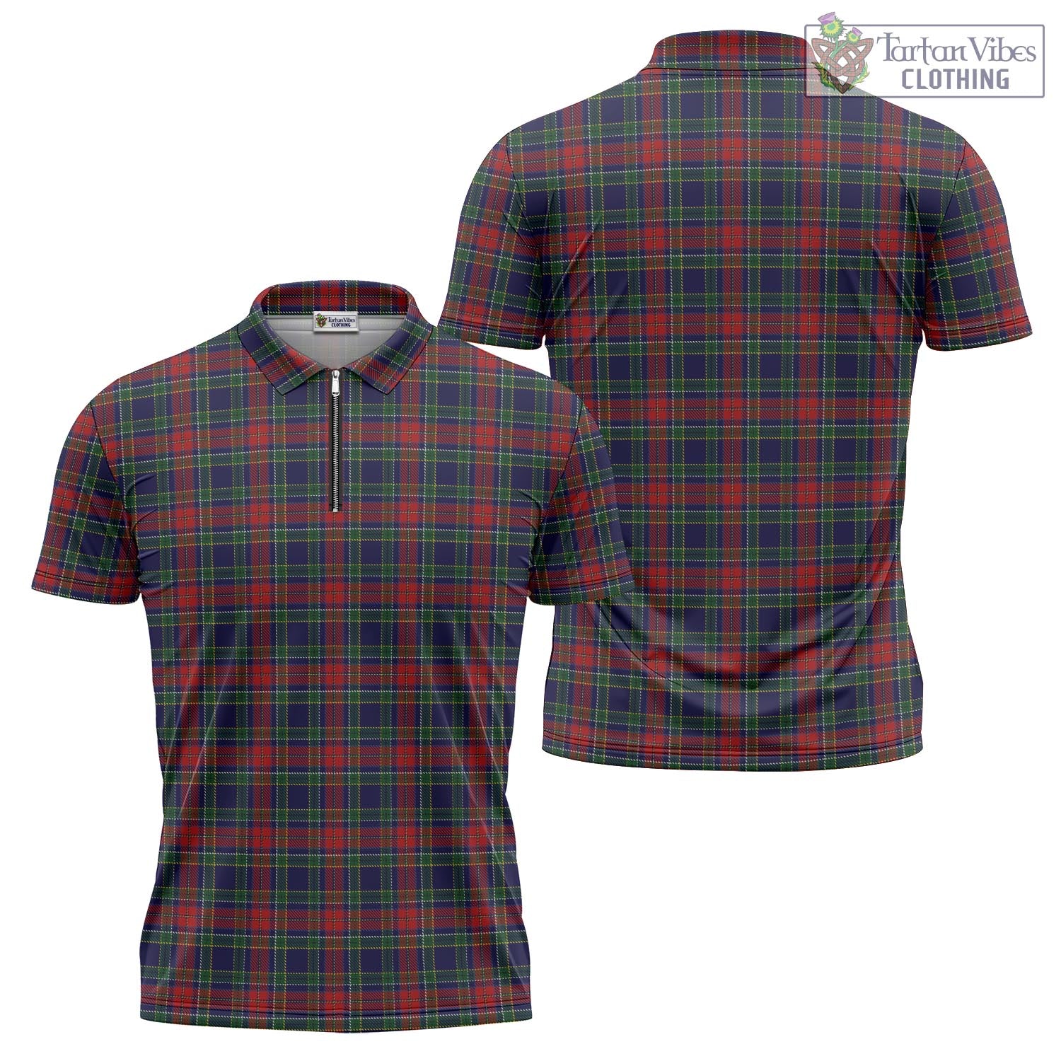 Tartan Vibes Clothing Allison Red Tartan Zipper Polo Shirt