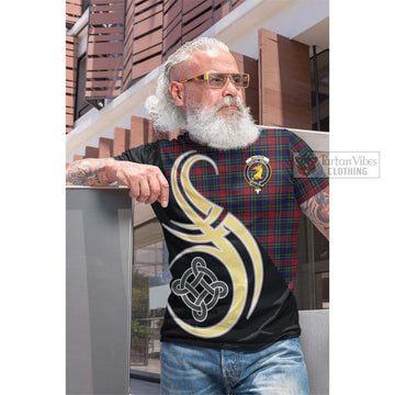 Allison Red Tartan Cotton T-shirt with Family Crest and Celtic Symbol Style