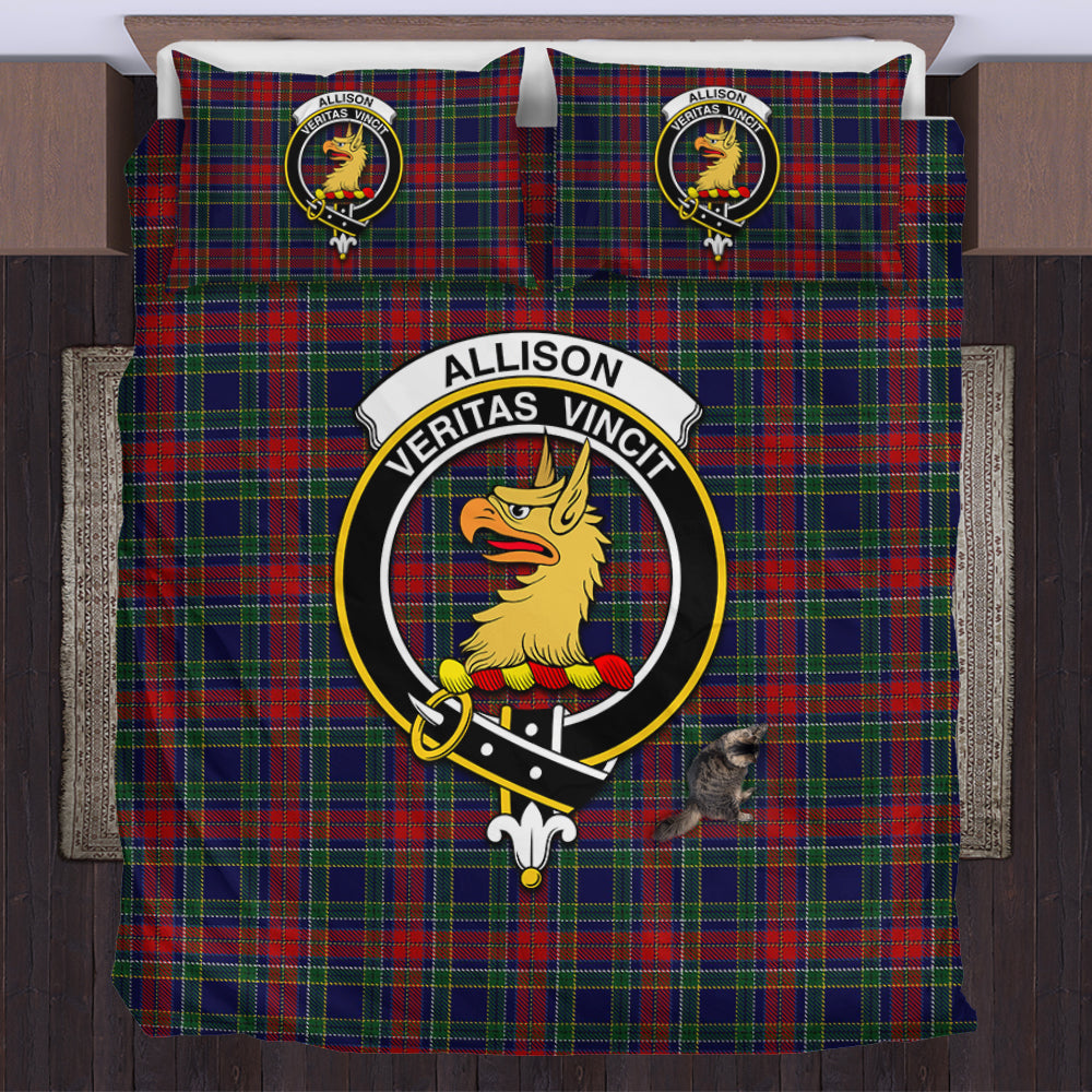 Allison Red Tartan Bedding Set with Family Crest US Bedding Set - Tartanvibesclothing