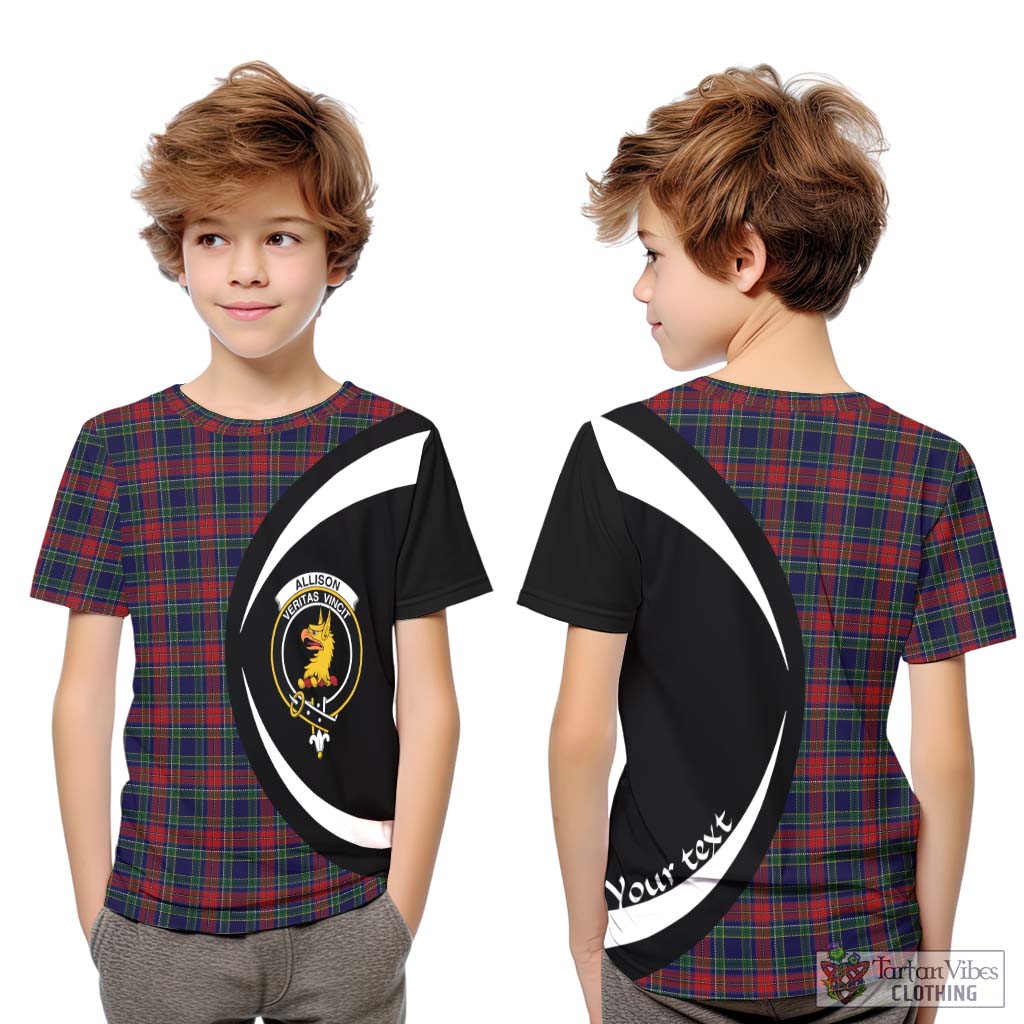 Allison Red Tartan Kid T-Shirt with Family Crest Circle Style Youth XL Size14 - Tartan Vibes Clothing