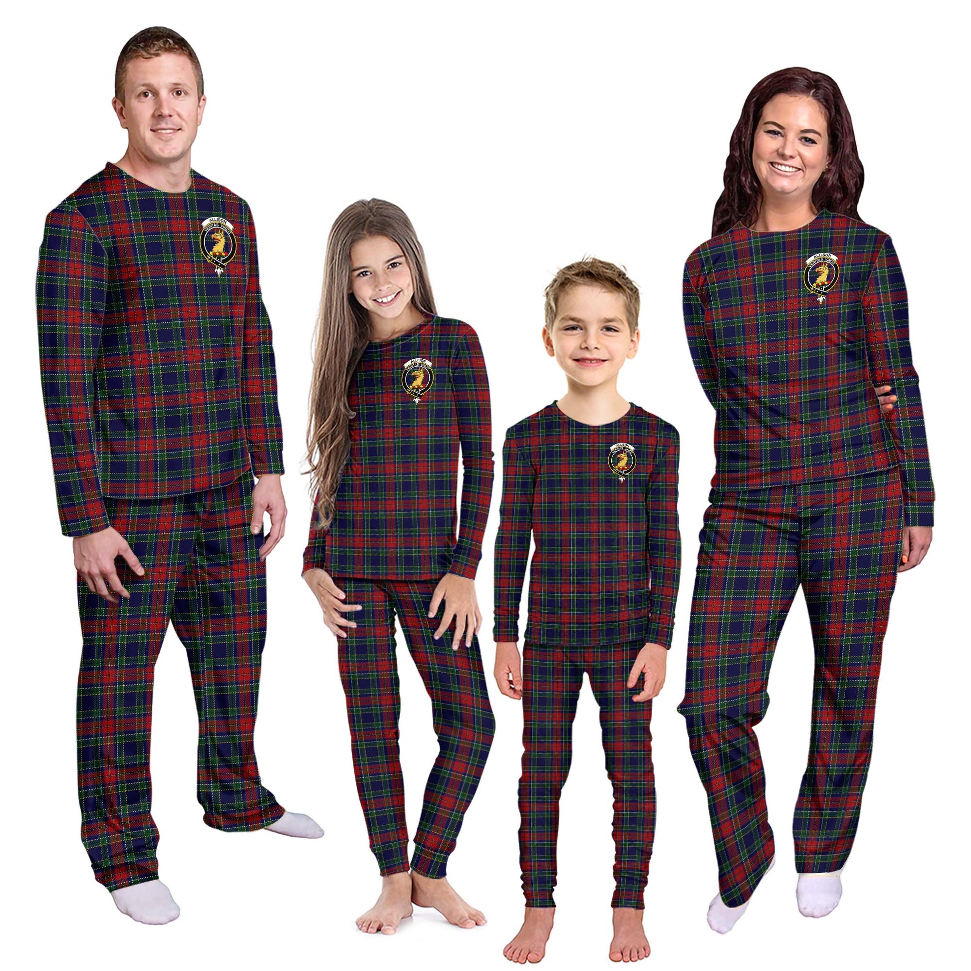 Allison Red Tartan Pajamas Family Set with Family Crest Kid - Tartan Vibes Clothing