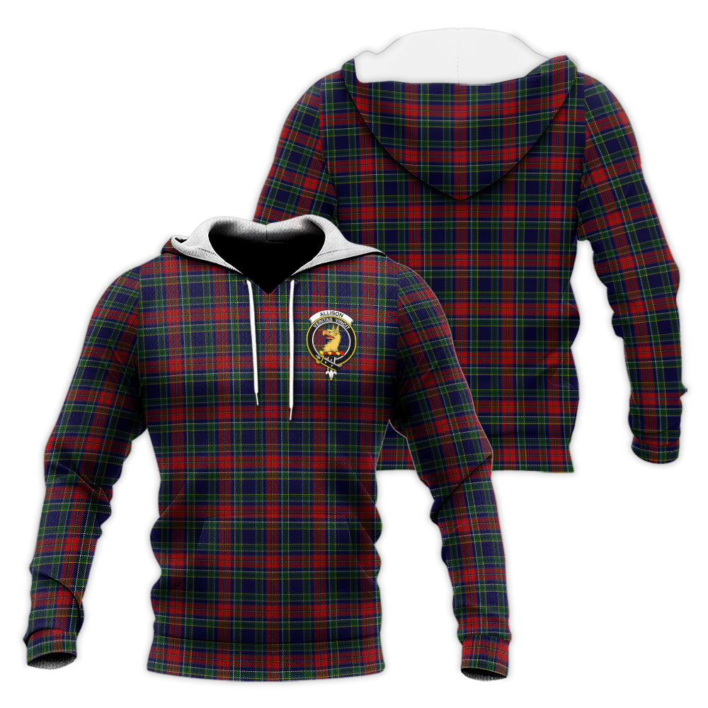 Allison Red Tartan Knitted Hoodie with Family Crest Unisex Knitted Hoodie - Tartanvibesclothing