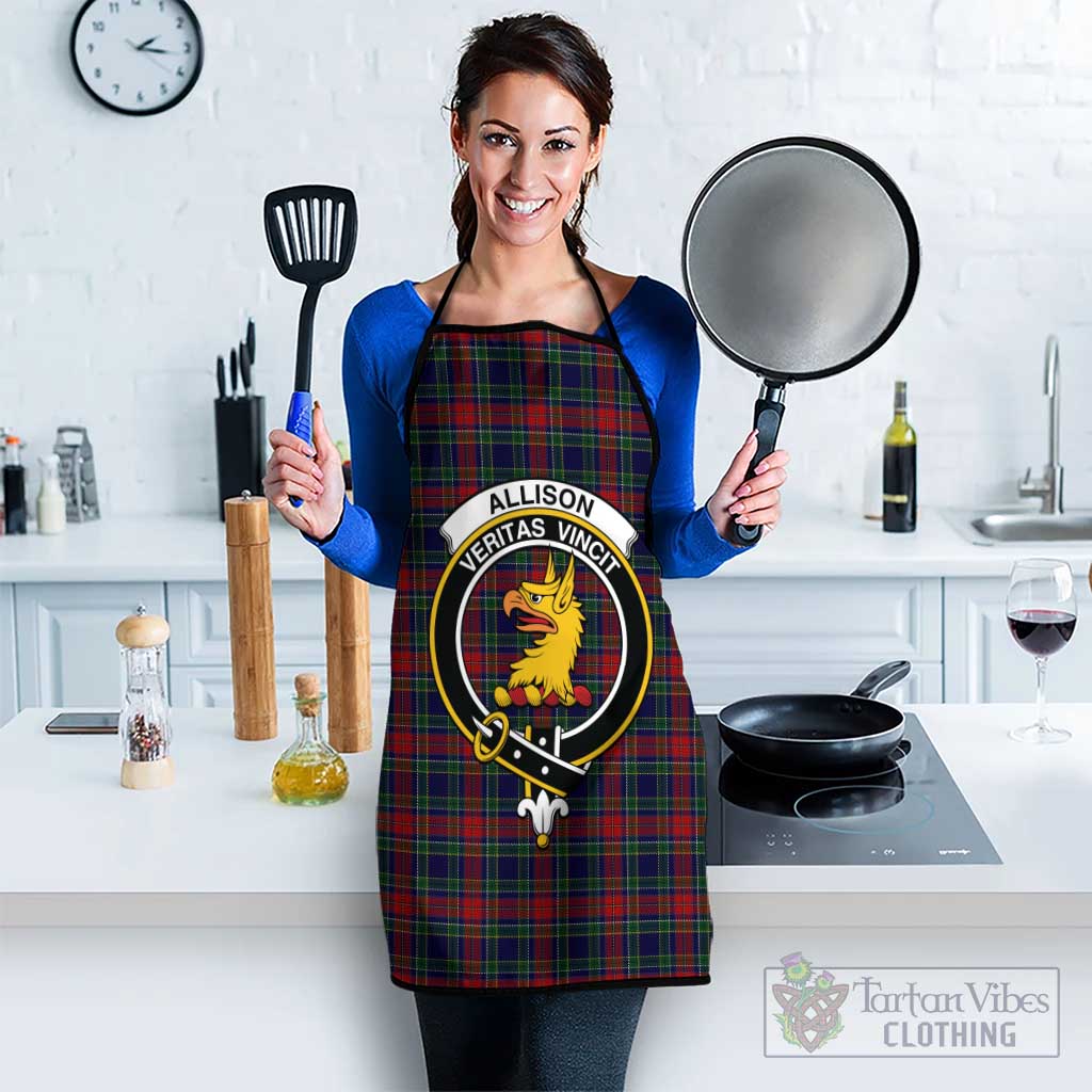 Allison Red Tartan Apron with Family Crest Black S 38x47 cm - Tartan Vibes Clothing