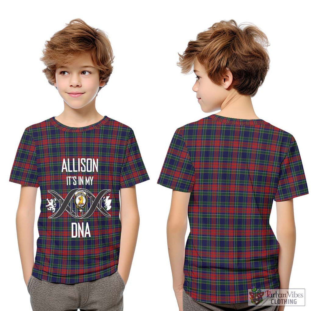 Allison Red Tartan Kid T-Shirt with Family Crest DNA In Me Style Youth XL Size14 - Tartanvibesclothing Shop