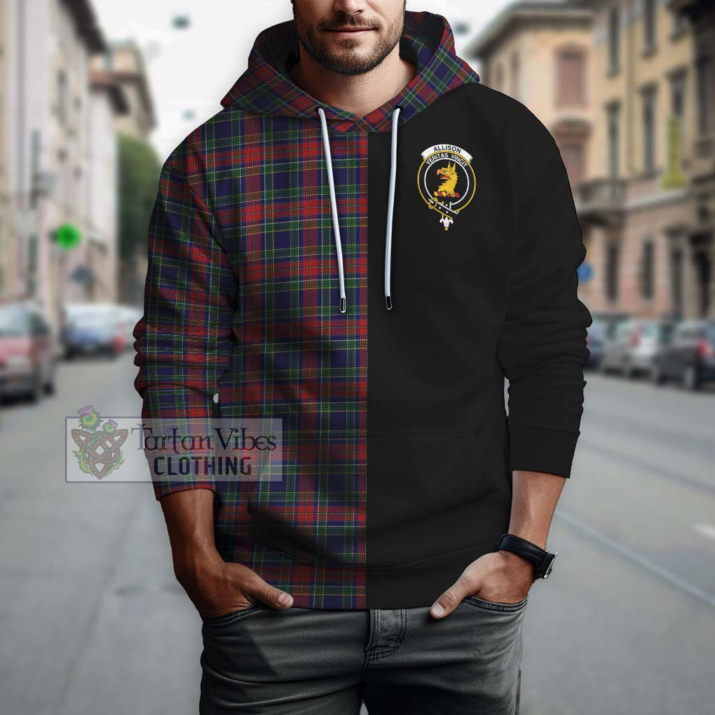 Allison Red Tartan Hoodie with Family Crest and Half Of Me Style Zip Hoodie - Tartanvibesclothing Shop