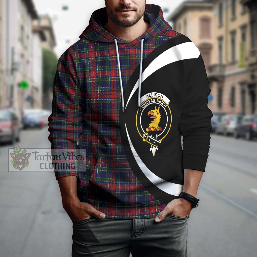 Tartan Vibes Clothing Allison Red Tartan Hoodie with Family Crest Circle Style