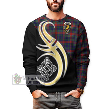 Allison Red Tartan Sweatshirt with Family Crest and Celtic Symbol Style