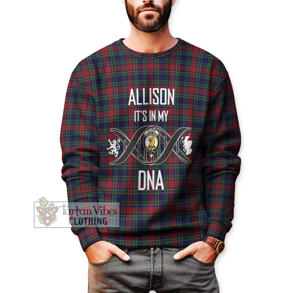 Allison Red Tartan Sweatshirt with Family Crest DNA In Me Style Unisex - Tartanvibesclothing Shop