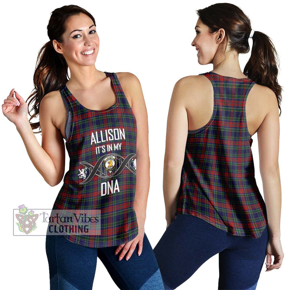 Allison Red Tartan Women's Racerback Tanks with Family Crest DNA In Me Style 4XL - Tartanvibesclothing Shop