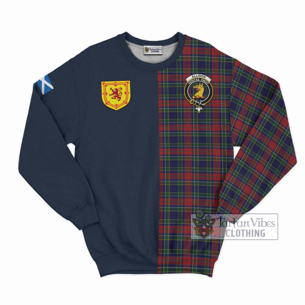 Tartan Vibes Clothing Allison Red Tartan Sweatshirt with Scottish Lion Royal Arm Half Style