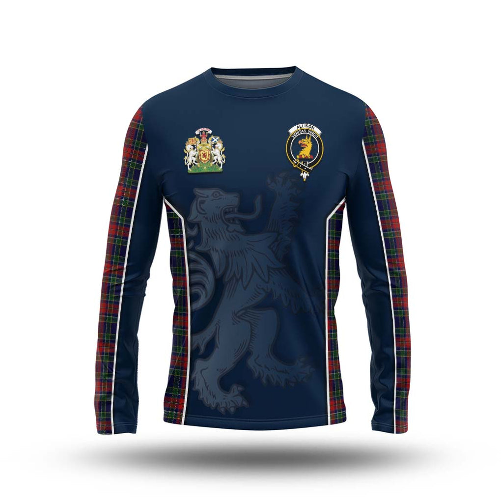 Allison Red Tartan Long Sleeve T-Shirt with Family Crest and Lion Rampant Vibes Sport Style Unisex - Tartan Vibes Clothing