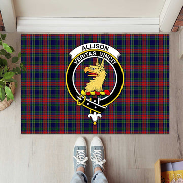 Allison Red Tartan Door Mat with Family Crest