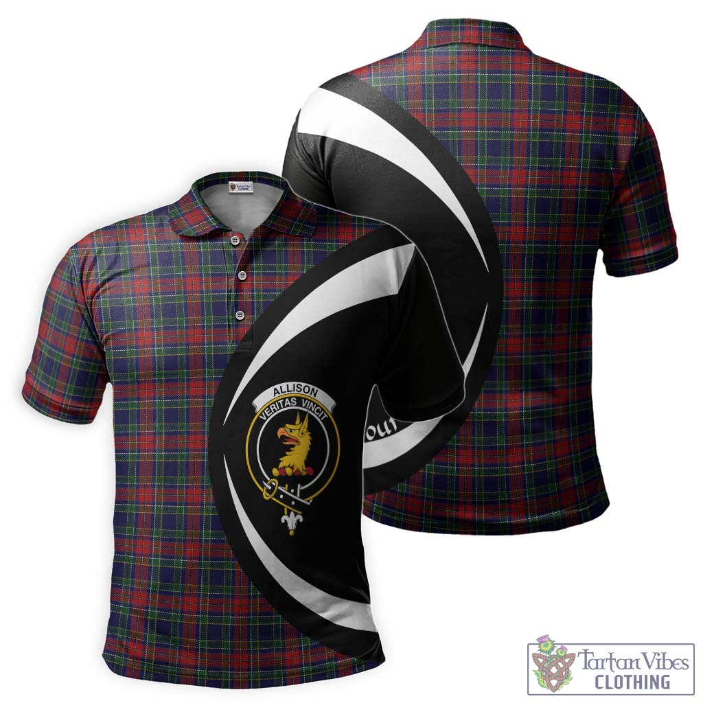 Allison Red Tartan Men's Polo Shirt with Family Crest Circle Style Kid - Tartan Vibes Clothing