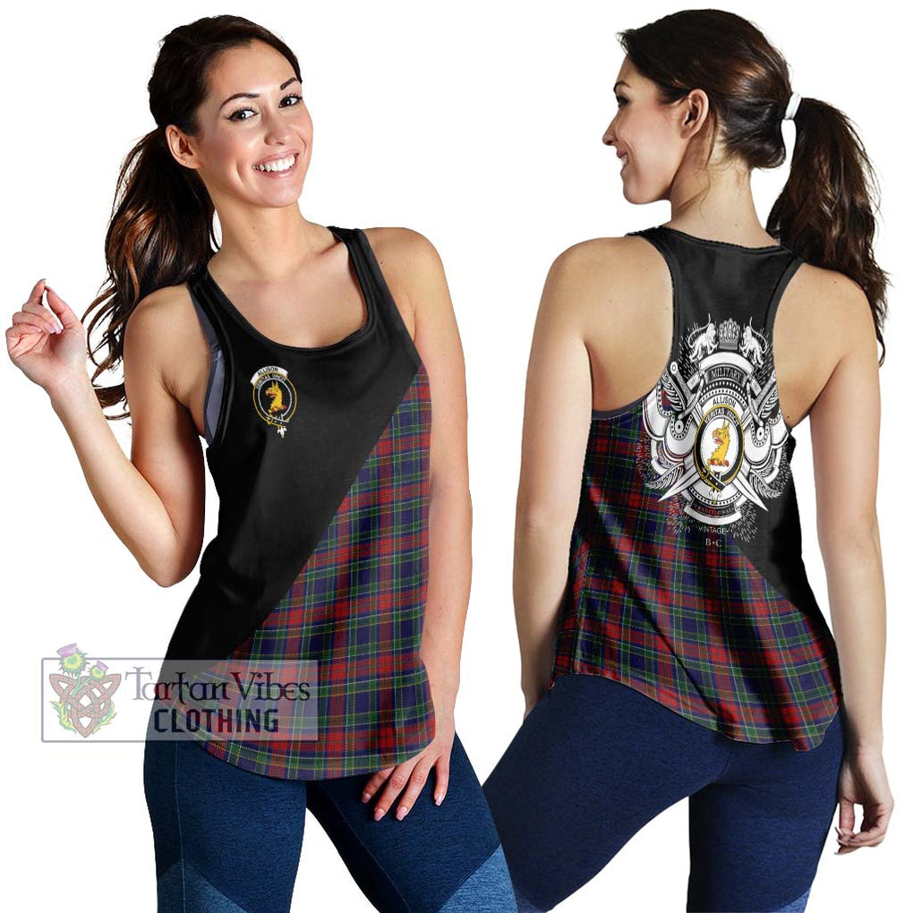 Allison Red Tartan Women's Racerback Tanks with Family Crest and Military Logo Style 4XL - Tartanvibesclothing Shop