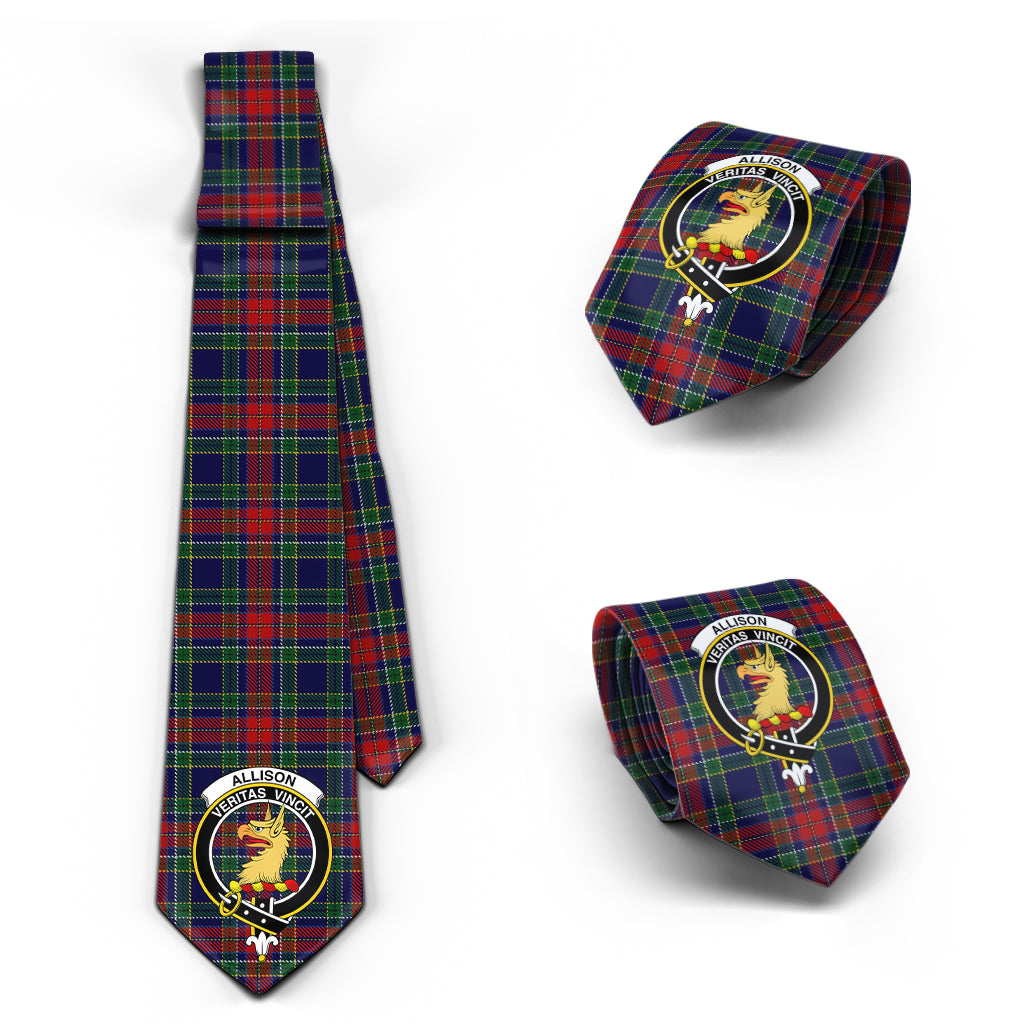 Allison Red Tartan Classic Necktie with Family Crest Necktie One Size - Tartan Vibes Clothing