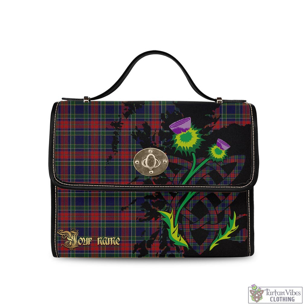 Tartan Vibes Clothing Allison Red Tartan Waterproof Canvas Bag with Scotland Map and Thistle Celtic Accents