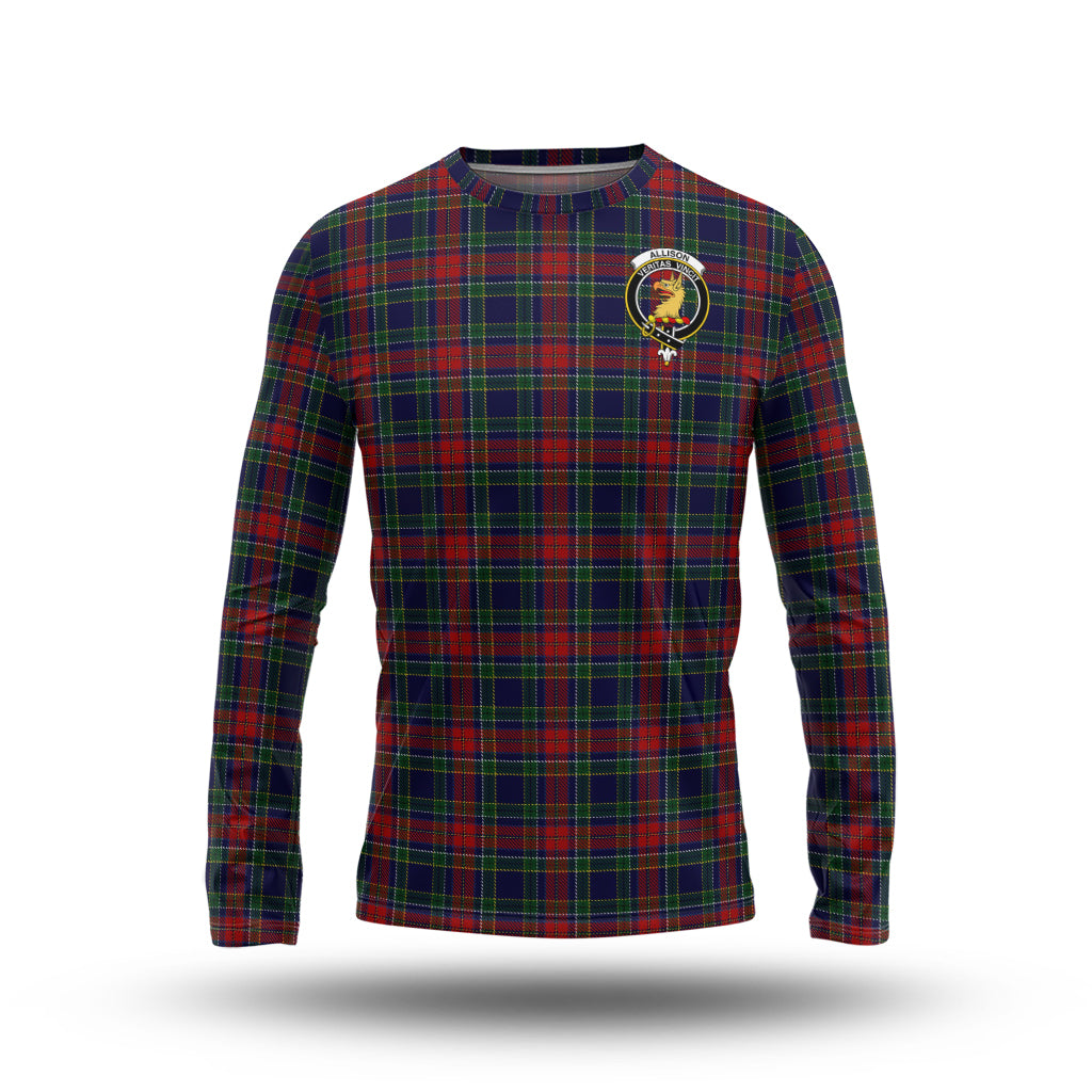 Allison Red Tartan Long Sleeve T-Shirt with Family Crest - Tartanvibesclothing