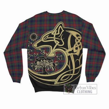 Allison Red Tartan Sweatshirt with Family Crest Celtic Wolf Style