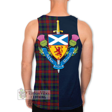 Allison Red Tartan Men's Tank Top Alba with Scottish Lion Royal Arm Half Style