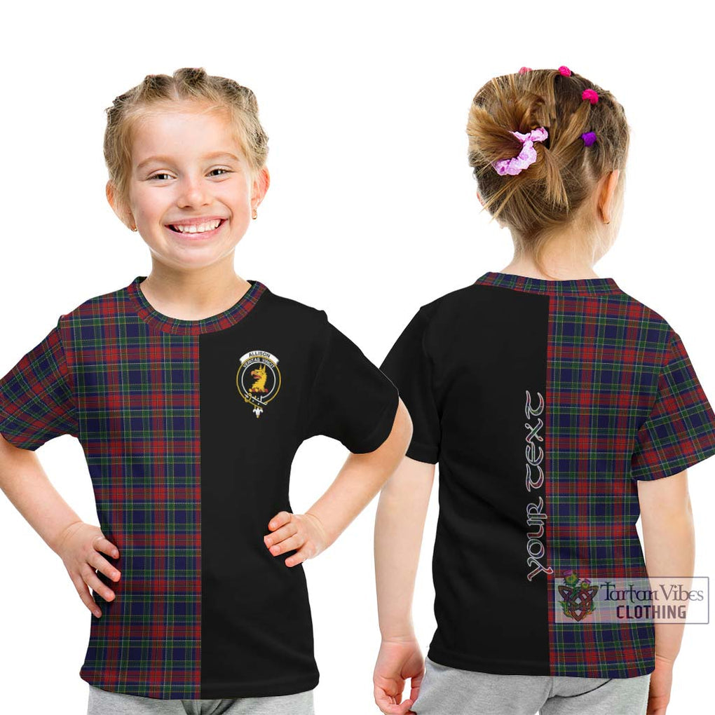 Allison Red Tartan Kid T-Shirt with Family Crest and Half Of Me Style - Tartanvibesclothing Shop