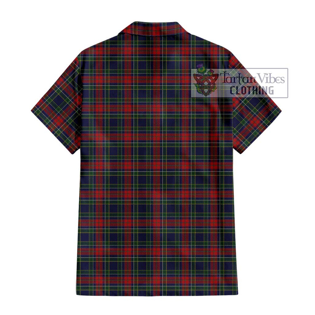 Allison Red Tartan Short Sleeve Button Shirt with Family Crest DNA In Me Style - Tartanvibesclothing Shop