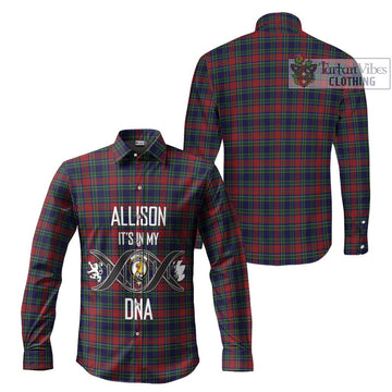 Allison Red Tartan Long Sleeve Button Shirt with Family Crest DNA In Me Style