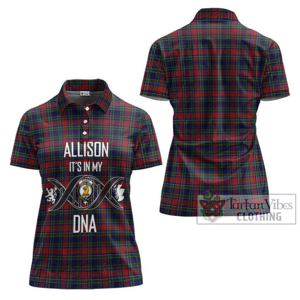 Allison Red Tartan Women's Polo Shirt with Family Crest DNA In Me Style - Tartanvibesclothing Shop