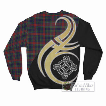 Allison Red Tartan Sweatshirt with Family Crest and Celtic Symbol Style