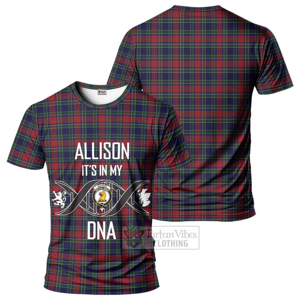 Allison Red Tartan T-Shirt with Family Crest DNA In Me Style - Tartan Vibes Clothing