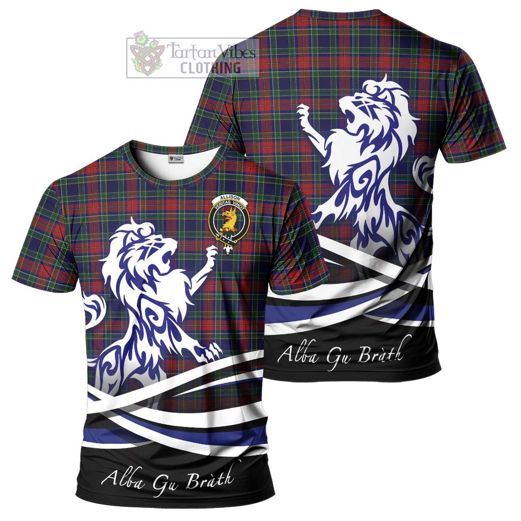 Tartan Vibes Clothing Allison Red Tartan Cotton T-shirt with Alba Gu Brath Regal Lion Emblem