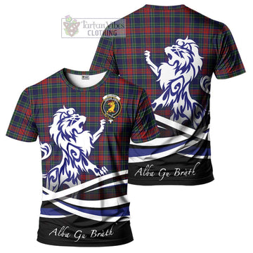 Allison Red Tartan Cotton T-shirt with Alba Gu Brath Regal Lion Emblem