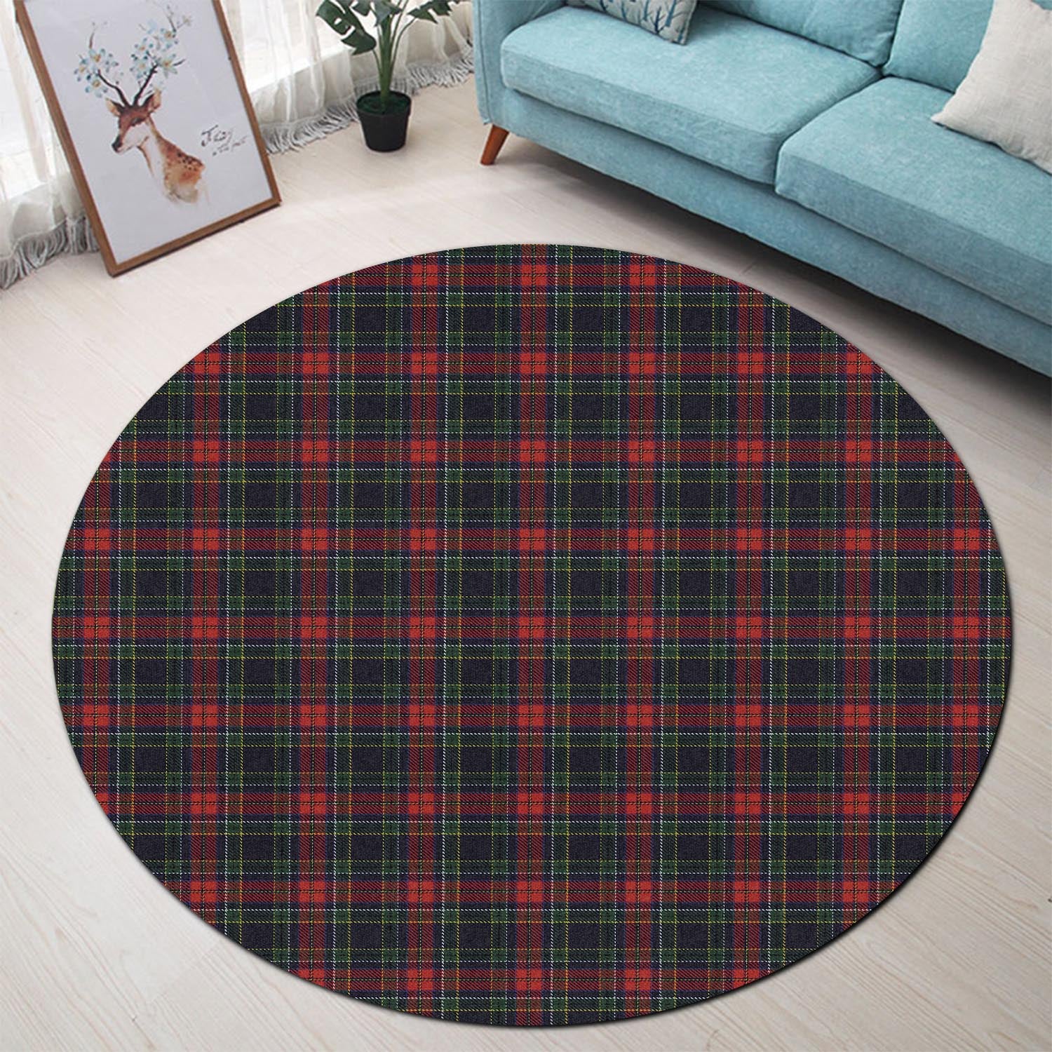 Allison Red Tartan Round Rug - Tartanvibesclothing